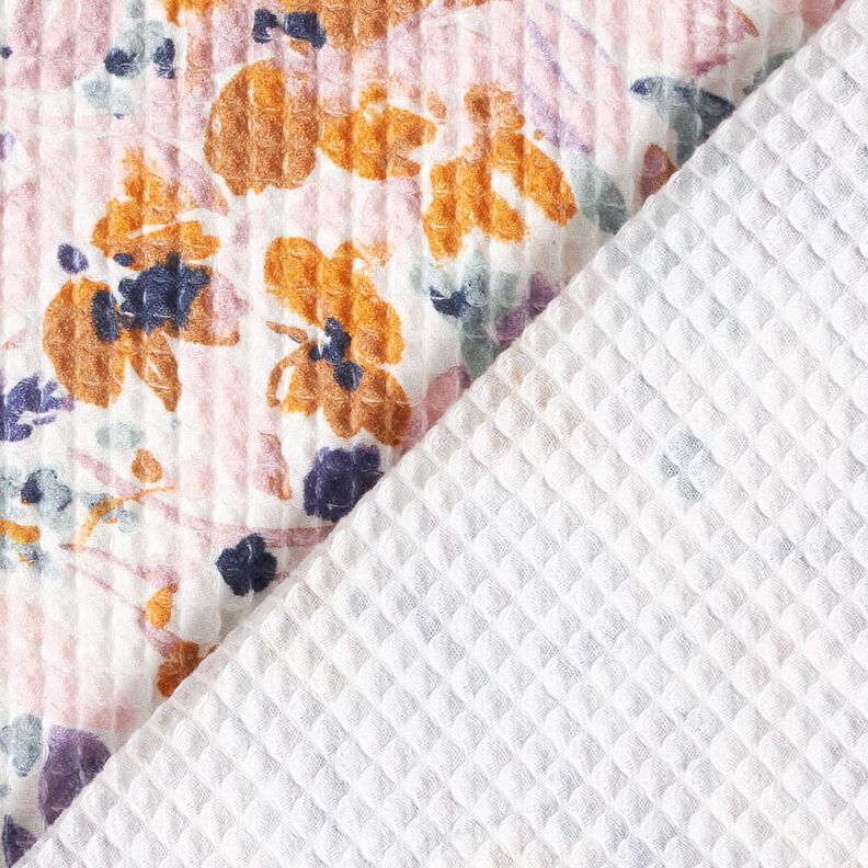 piqué nido d’ape fiori acquerello | Poppy Fabrics – bianco/lavanda, image number 4
