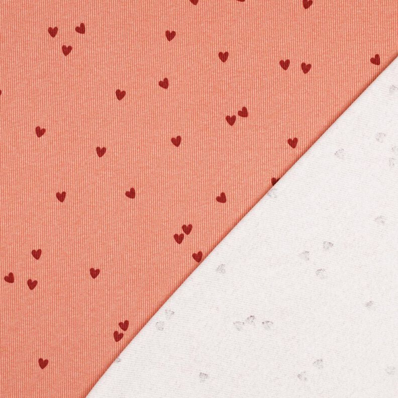 jersey a coste cuori sparsi | Poppy Fabrics – salmone/rosso scuro, image number 4