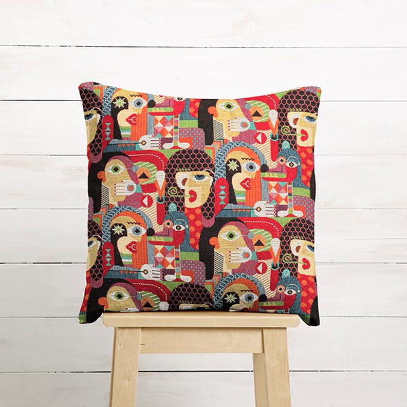tessuto arredo gobelin, visi astratti – nero,  image number 5
