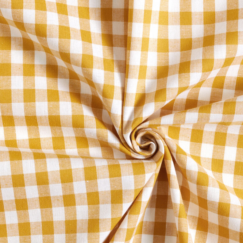 tessuto in cotone Quadro vichy 1 cm – senape/bianco,  image number 3
