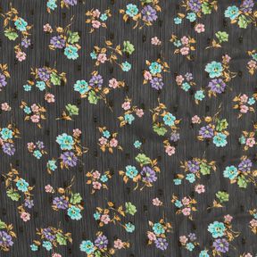 chiffon increspato Fiori e gocce d'oro – nero/oro effetto metallizzato, 