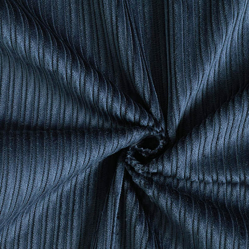 Velluto a coste fantasia largo e stretto – blu marino, image number 1