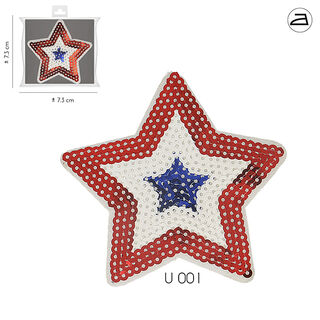 applicazione paillettes, stella  – rosso carminio/bianco, 
