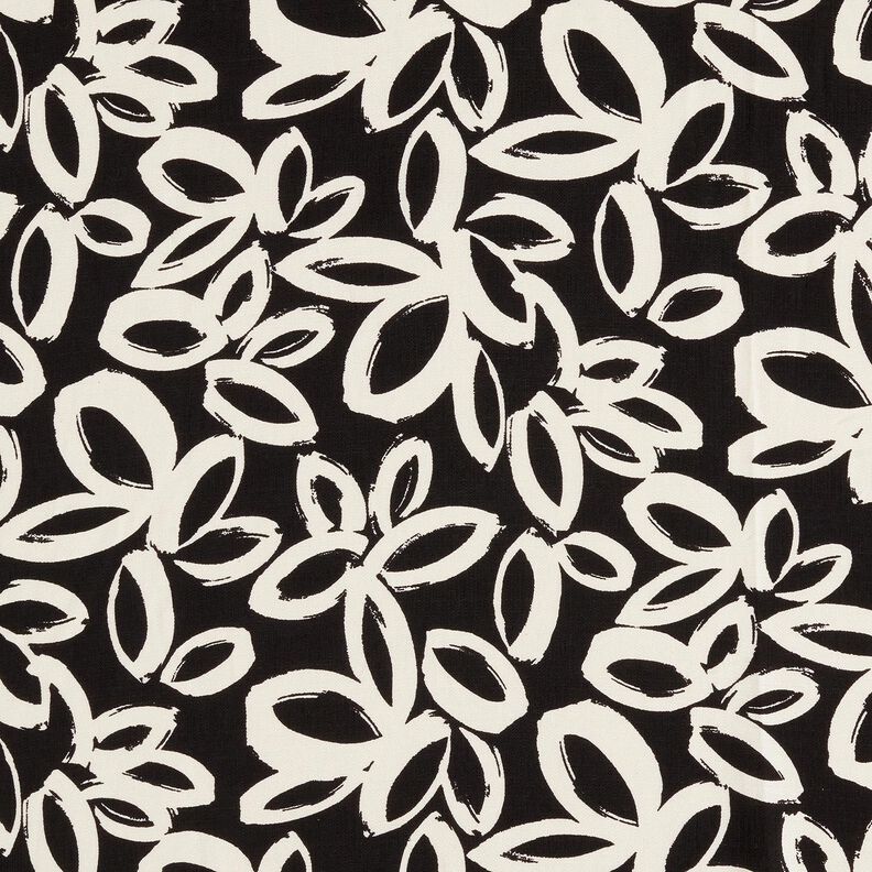 Fiori hawaiani dipinti in crepe di viscosa – nero/avorio,  image number 1