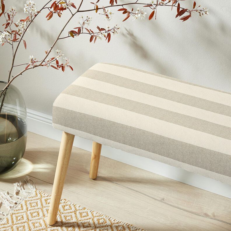 tessuto arredo panama righe ampie &ndash; talpa/beige chiaro,  image number 5