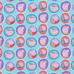 popeline di cotone Facce di Peppa Tessuto oggetto di licenza | ABC Ltd – turchese chiaro, 
