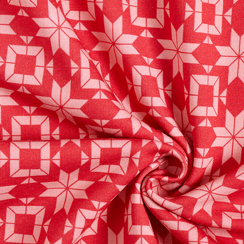soffice tessuto in felpa, motivo norvegese – rosso/rosa,  image number 3