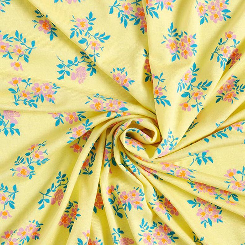 jersey di viscosa, mazzolini di fiori – giallo chiaro,  image number 3