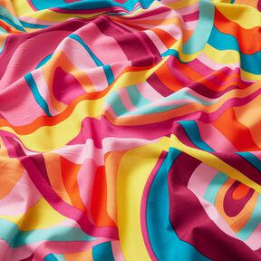 Voile di viscosa e cotone con anelli astratti – violetto pastello/azzurro, 