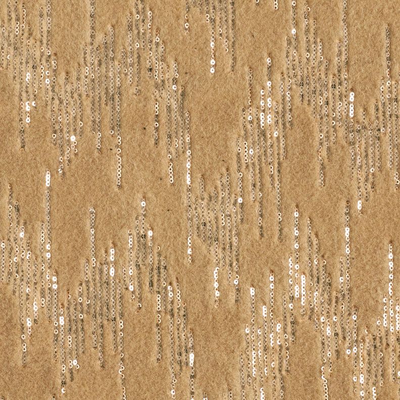 Tessuto in maglia per cappotto con righe di paillettes – beige,  image number 1