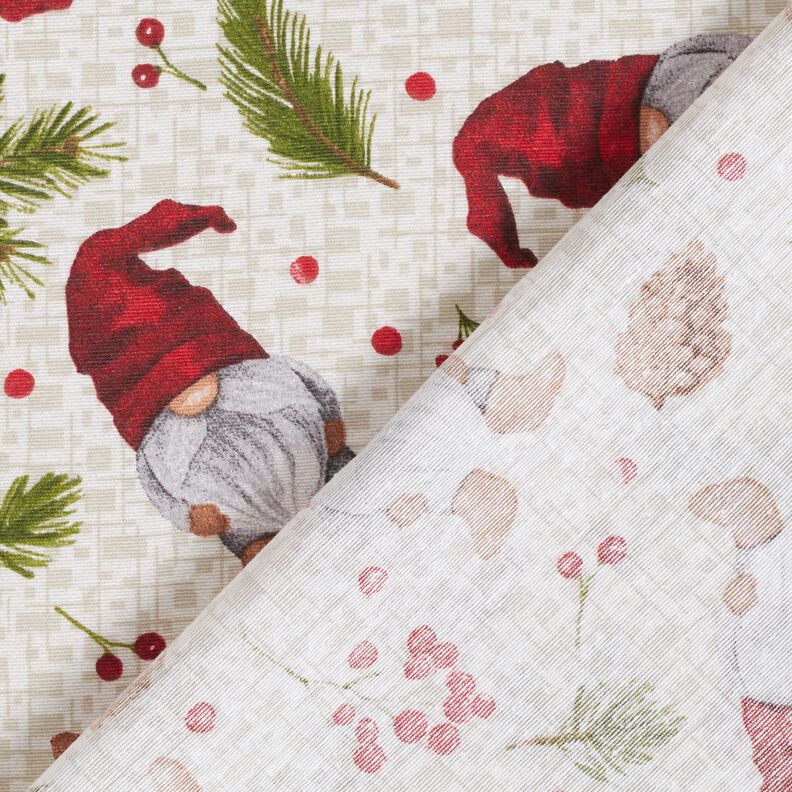 tessuto arredo tessuti canvas Gnomo con berretto – beige chiaro/rosso scuro, image number 4