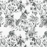 tessuto arredo mezzo panama Fiori pittoreschi – bianco/nero,  thumbnail number 1