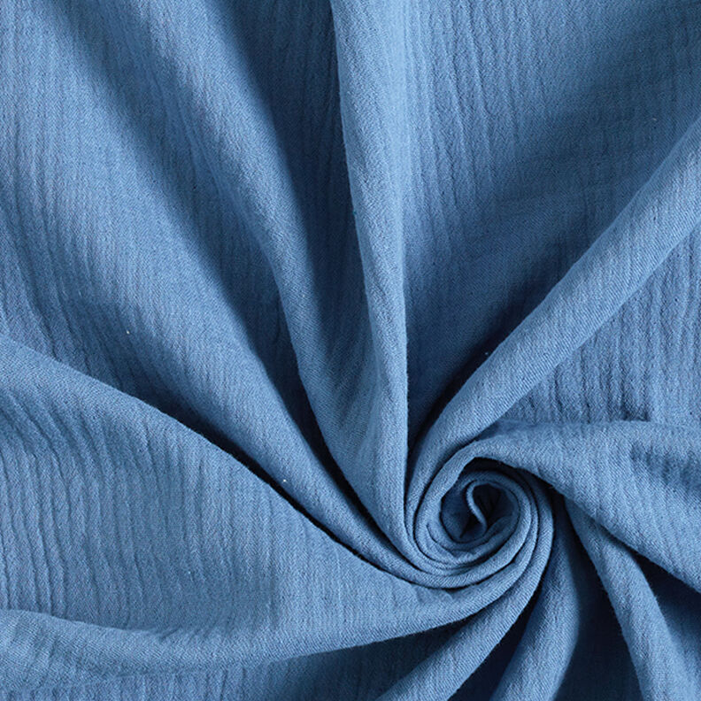 mussolina / tessuto doppio increspato – blu acciaio,  image number 1