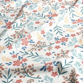 tessuto per costumi da bagno UPF50 Tralci di fiori – bianco lana/oro rosa, 