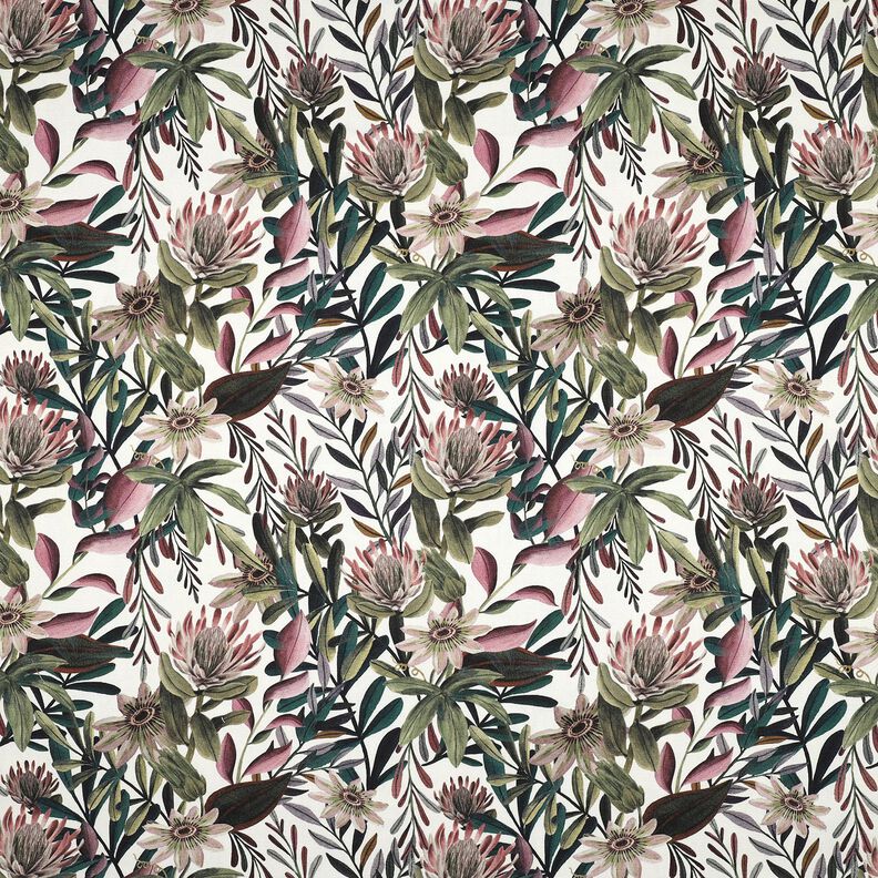 tessuto arredo tessuti canvas fiori artistici – avorio/pino scuro,  image number 1