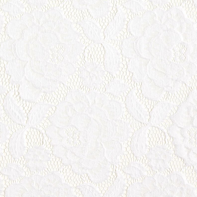 pizzo elastico Boccioli e foglie – bianco lana,  image number 1