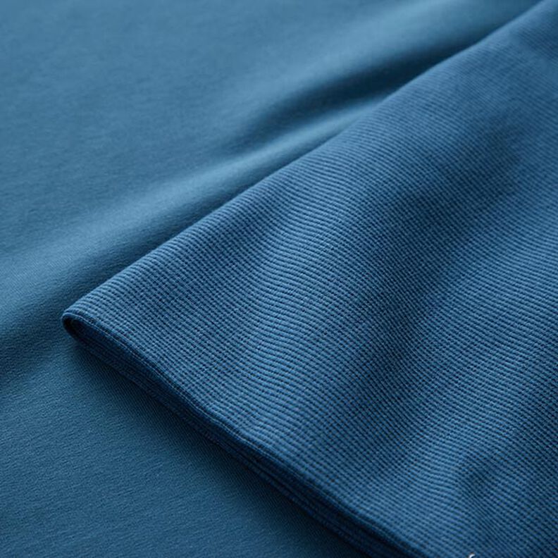 GOTS 2x2 tessuto per polsini | Tula – colore blu jeans,  image number 5