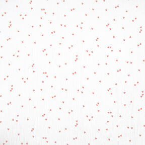 mussolina / tessuto doppio increspato Cuori sparsi – bianco/oro rosa, 
