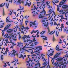 satin di cotone fiori acquerello stampa digitale | Poppy Fabrics – anacardo/lillà, 