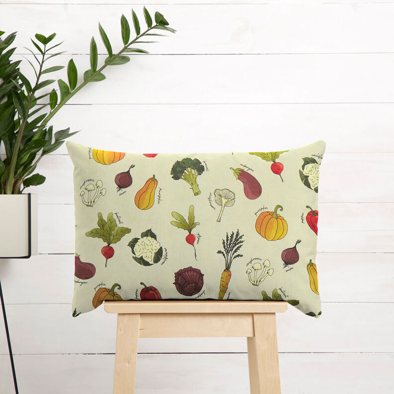 tessuto arredo mezzo panama Tipi di verdure – beige chiaro/rosso borgogna,  image number 8
