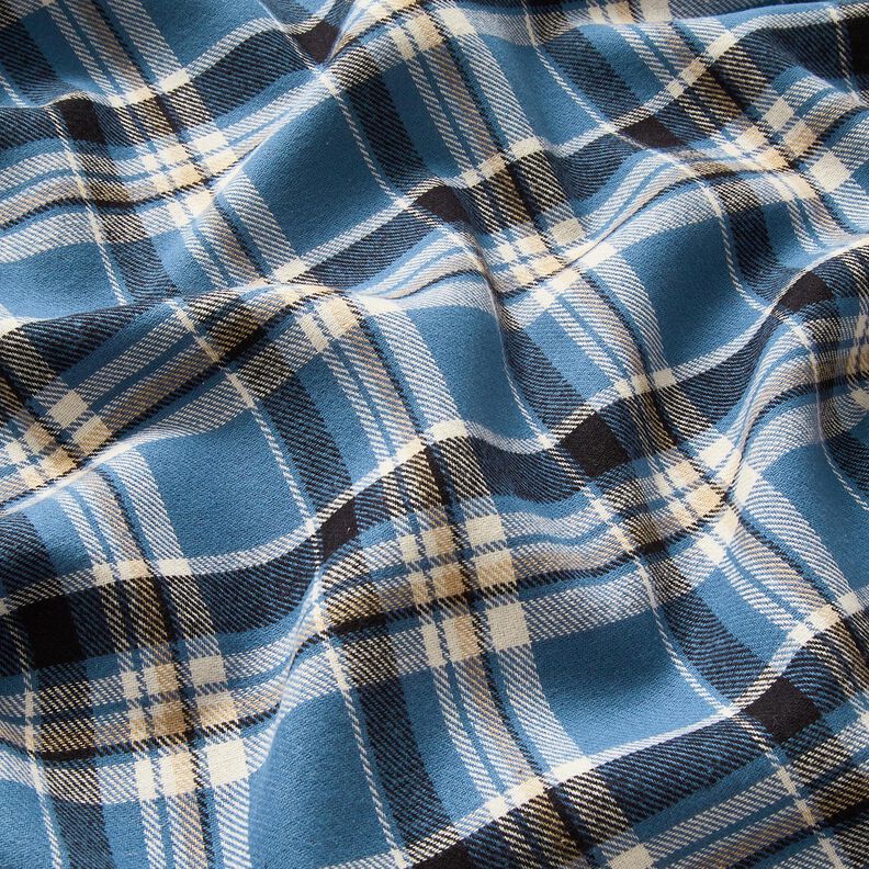 flanella di cotone quadri – colore blu jeans/nero,  image number 2