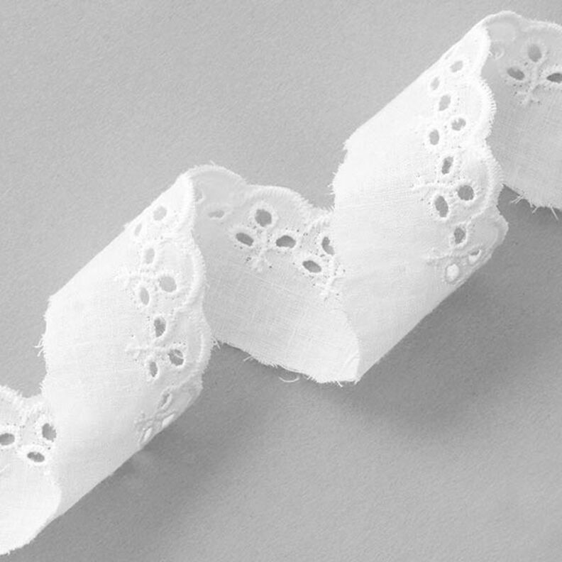nastro in pizzo, foglie [ 30 mm ] – bianco,  image number 1