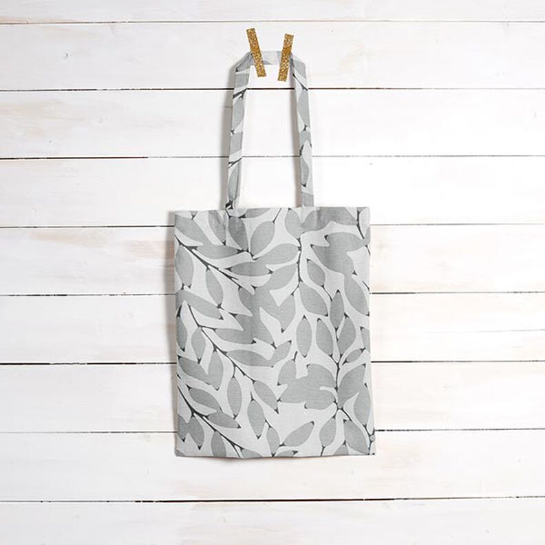 tessuto arredo tessuto canvas foglie sfumate – grigio nebbia/grigio,  image number 6