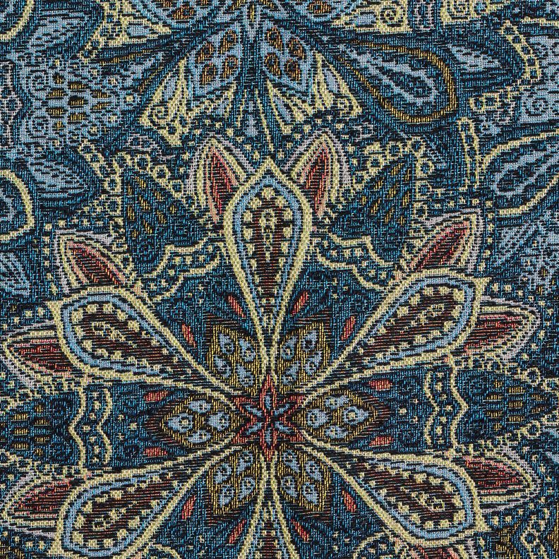 tessuto arredo gobelin fiori mandala – nero/blu,  image number 6