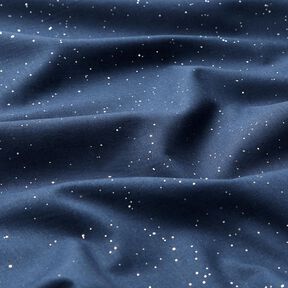 tessuto in cotone popeline stampa laminata Macchie argentate – blu notte/argento effetto, 
