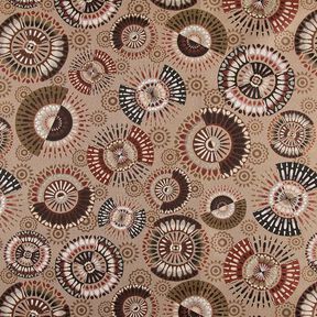 tessuto arredo Jacquard Mandala elegante – talpa scuro/rosso borgogna, 