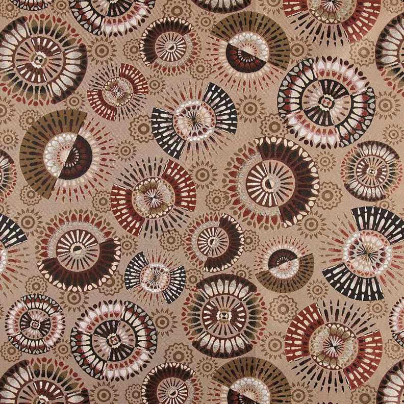 tessuto arredo Jacquard Mandala elegante – talpa scuro/rosso borgogna,  image number 1