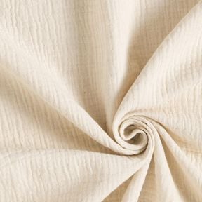 mussolina / tessuto doppio increspato misto lino Uni  – naturale, 