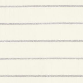 Jersey glitterato a righe larghe &ndash; bianco/argento effetto metallizzato, 