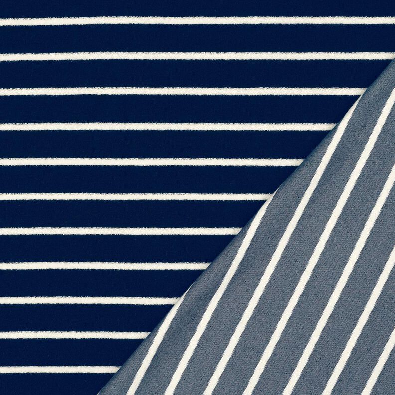 Maglia in spugna righe – blu notte/avorio,  image number 4