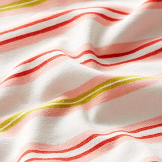 jersey di cotone, righe irregolari | by Poppy – bianco/rosa, 