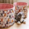 tessuto arredo mezzo panama Cani eleganti – naturale/grigio,  thumbnail number 6