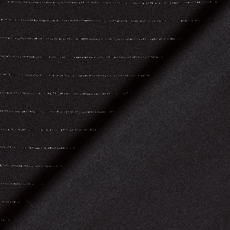 Tessuto elasticizzato per pantaloni, glitterato, gessato – nero/argento effetto metallizzato,  image number 4