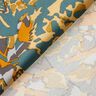 Tessuto di viscosa mare astratto di fiori – abete blu/giallo curry,  thumbnail number 4