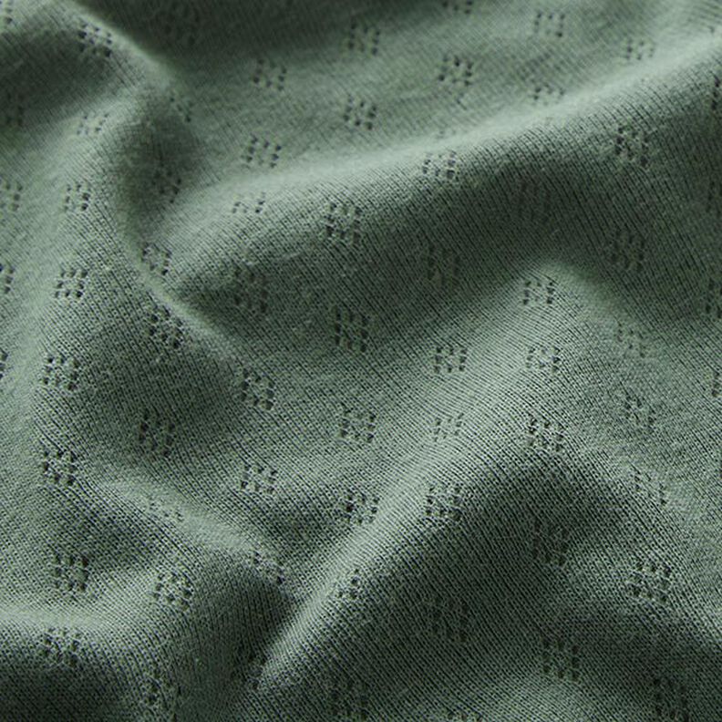 jersey maglia fine con motivi traforati – verde scuro,  image number 2