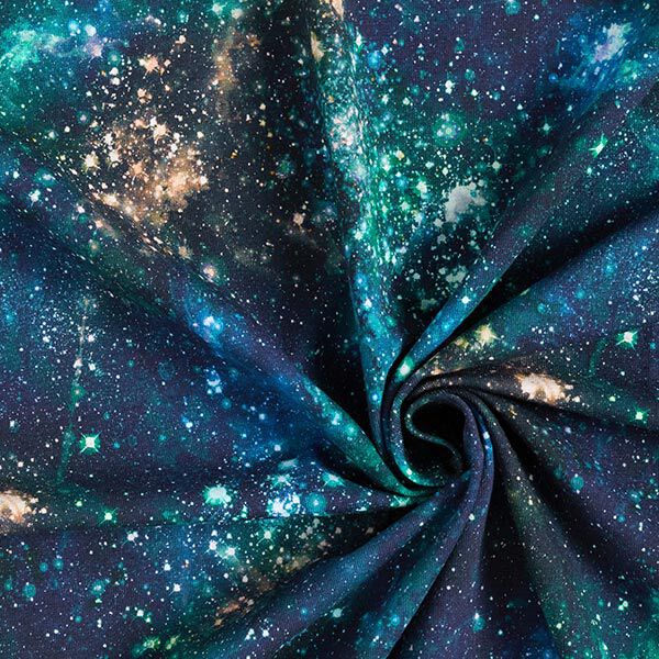 jersey di cotone universo stampa digitale – blu marino, image number 3