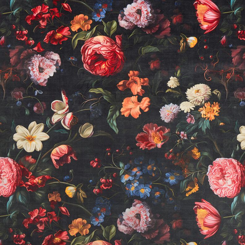 velluto arredo Fiori romantici – antracite/rosé,  image number 1