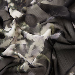 Chiffon in look batik gessato brillante – nero/bianco, 
