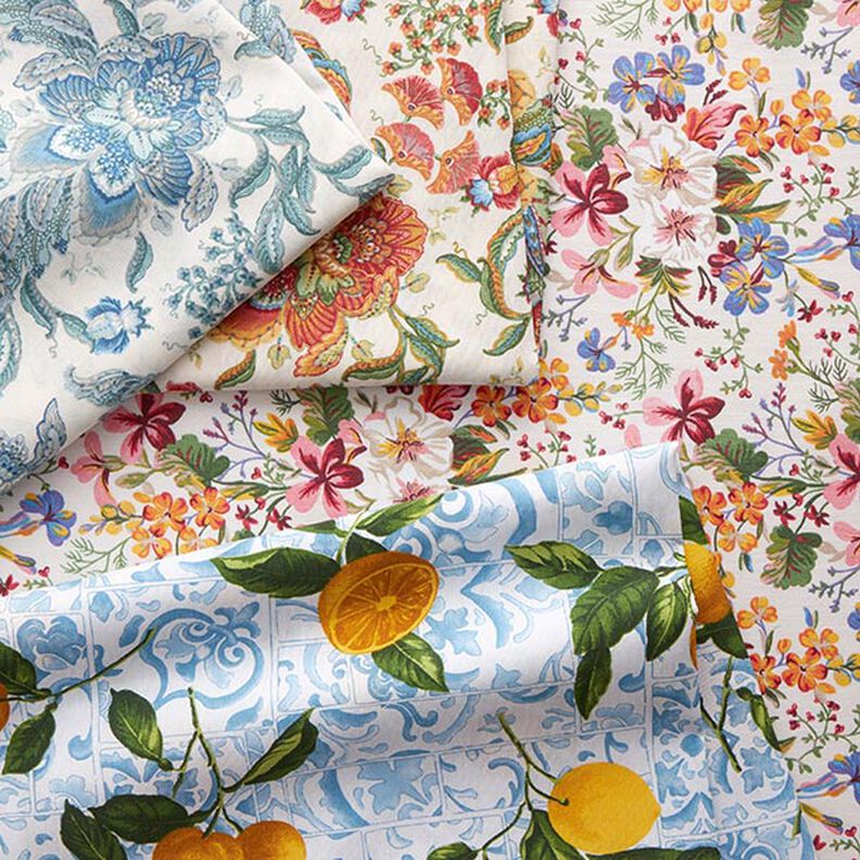 tessuto arredo tessuto canvas ornamenti floreali orientali 280 cm – naturale/verde,  image number 5