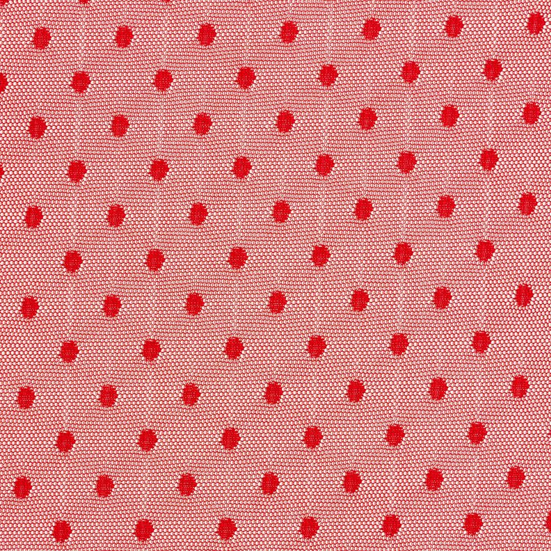 Tessuto a rete soft a pois – rosso,  image number 1