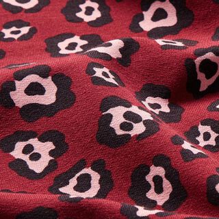French terry, felpa estiva motivo leopardato – rosso carminio/rosa, 