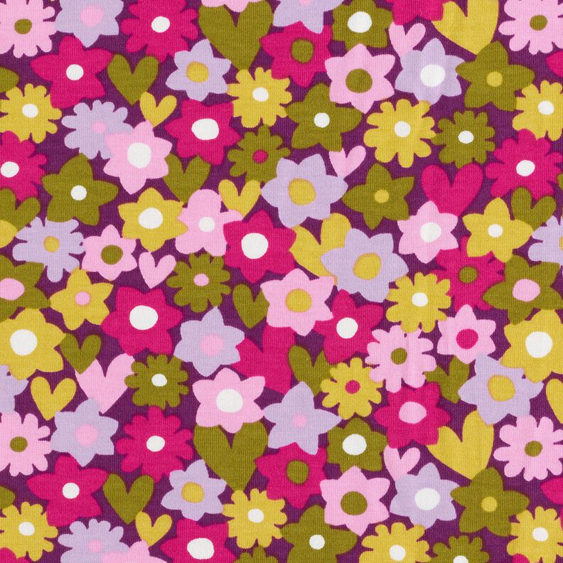 jersey di cotone Fiori variopinti | Poppy Fabrics – uva,  image number 1