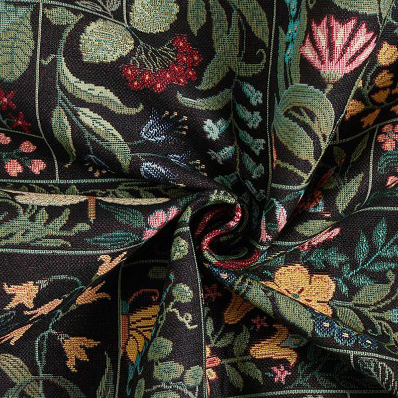 tessuto arredo gobelin Piastrelle floreali – nero,  image number 3