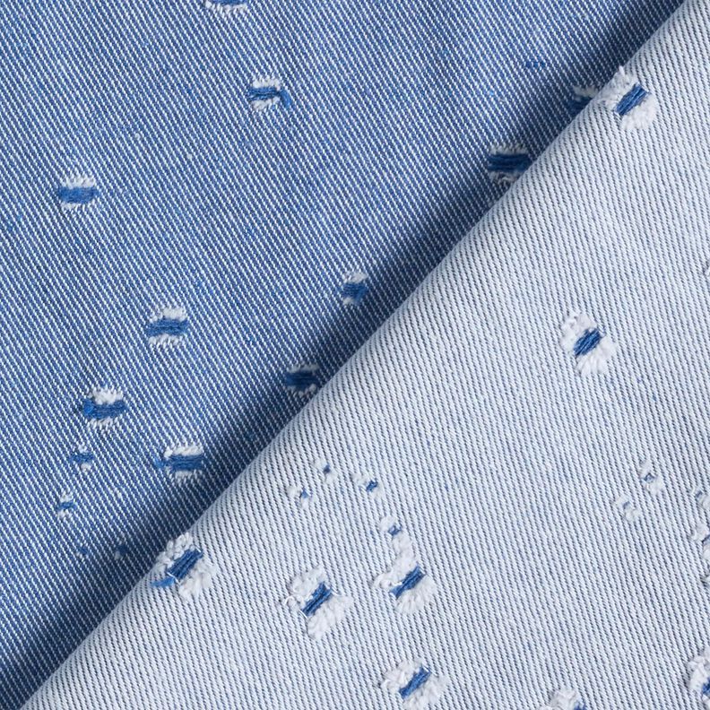 Tessunto Denim misto cotone look distrutto – blu reale,  image number 3
