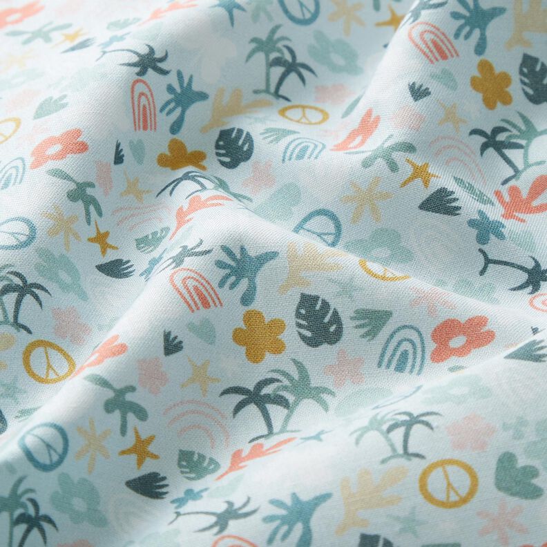 popeline di cotone bio Mondo delle palme – azzurro baby/menta chiaro,  image number 2
