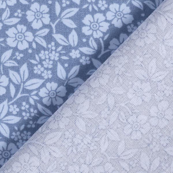 popeline di cotone fiori bicolore – colore blu jeans/azzurro, image number 4